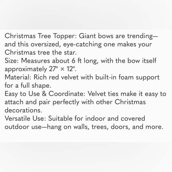 Christmas Decorations - Christmas Decor - 6 Ft Giant Bows...